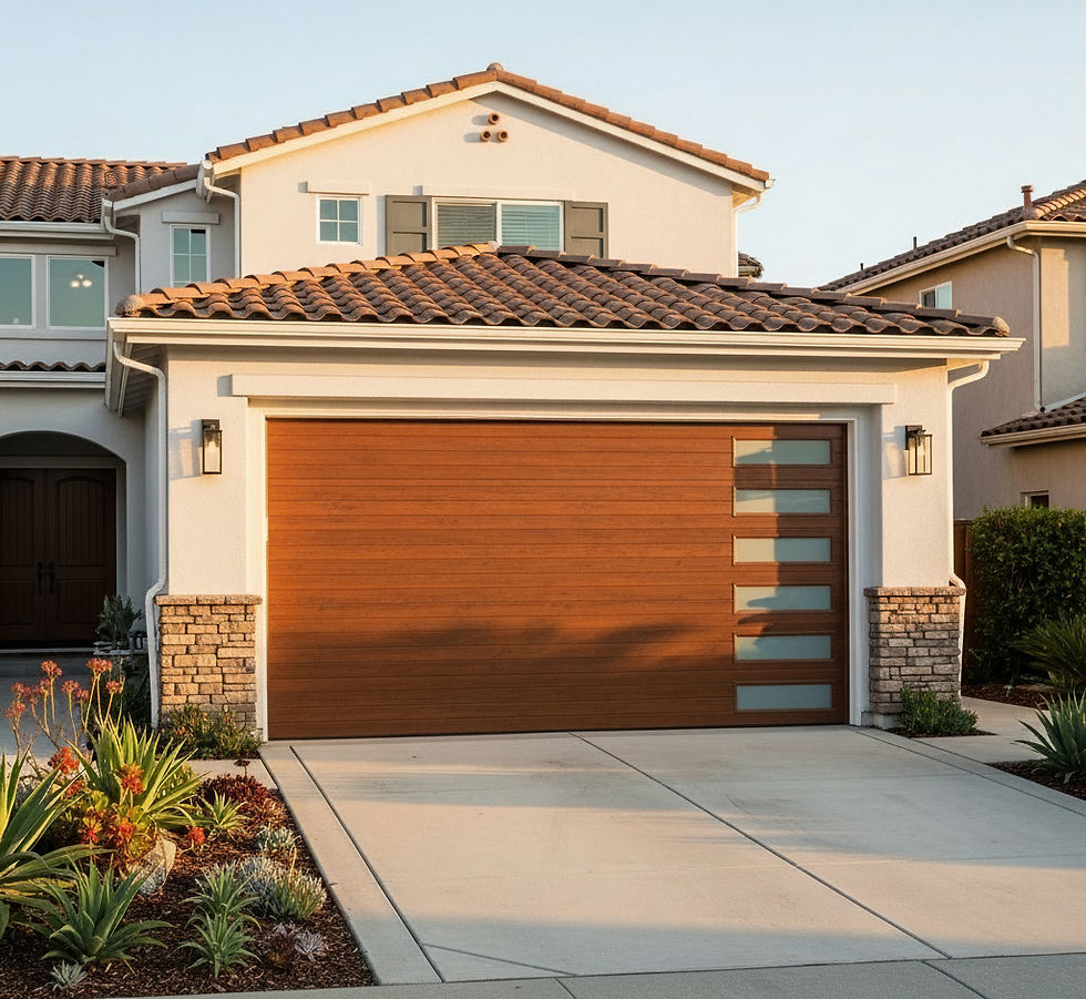 Beautiful new carriage-style garage door on a home